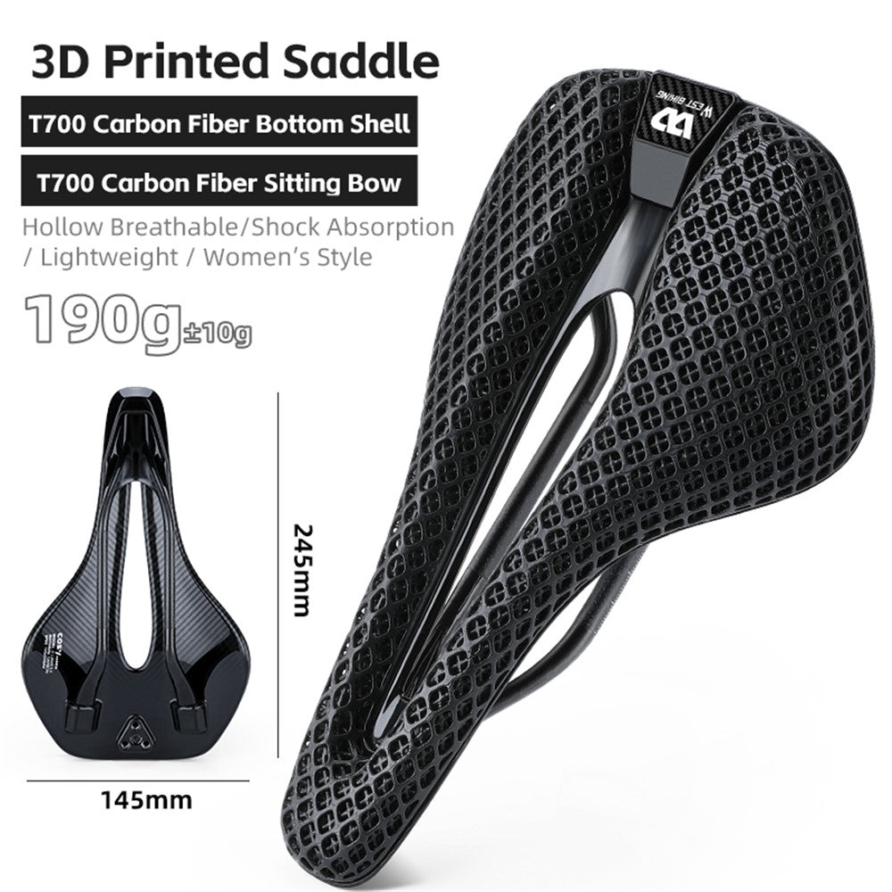 WEST BIKING YP0801226 3D Printing Women Cycling Bike Saddle Carbon Fiber Breathable Bicycle Seat
