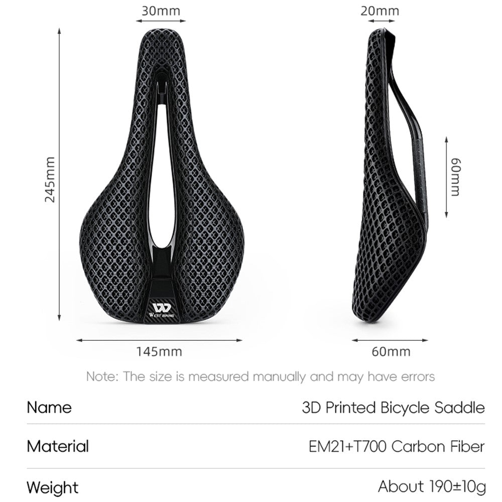 WEST BIKING YP0801226 3D Printing Women Cycling Bike Saddle Carbon Fiber Breathable Bicycle Seat