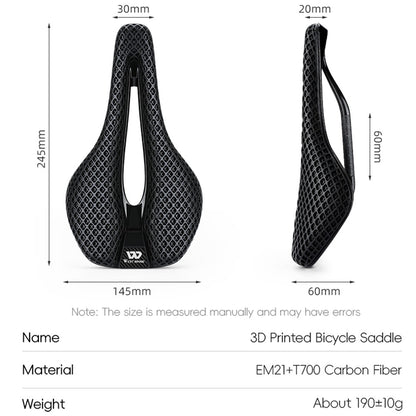 WEST BIKING YP0801226 3D Printing Women Cycling Bike Saddle Carbon Fiber Breathable Bicycle Seat