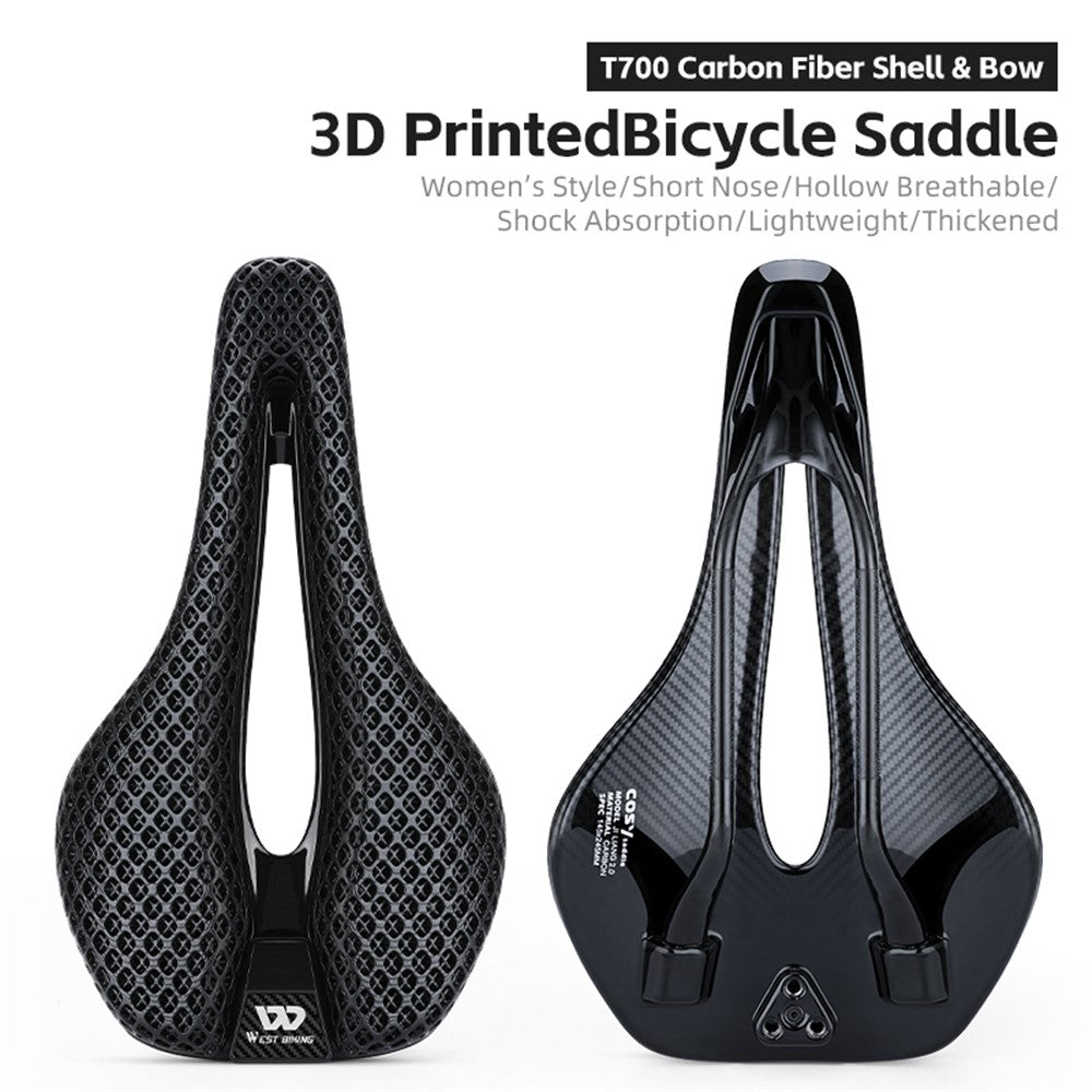 WEST BIKING YP0801226 3D Printing Women Cycling Bike Saddle Carbon Fiber Breathable Bicycle Seat