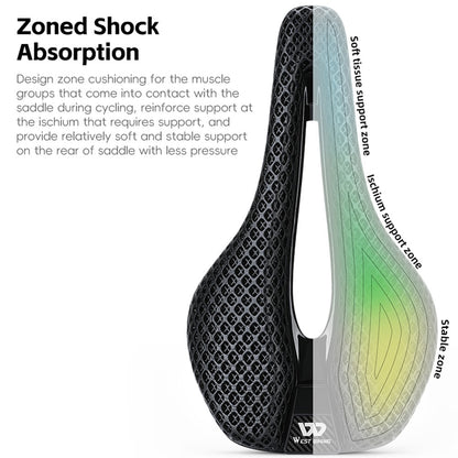 WEST BIKING YP0801226 3D Printing Women Cycling Bike Saddle Carbon Fiber Breathable Bicycle Seat