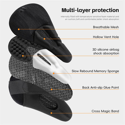 WEST BIKING YP0801225 3D Air Cushion Silicone Bicycle Saddle Cover Shock-Absorption Bicycle Seat Cover