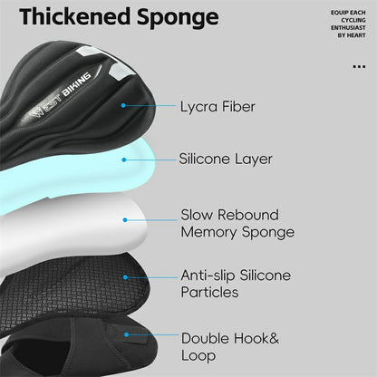 WEST BIKING YP0801232 Bike Saddle Cover Widen Thicken Shock Absorption Bicycle Seat Cushion, 25.5x26.5cm