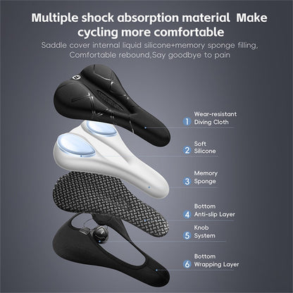 WEST BIKING Bicycle Seat Cover Silicone Memory Sponge Saddle Cushion Pad with Adjust Knob