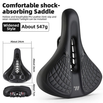 WEST BIKING Bicycle Saddle Wide Comfort Seat Shock Absorbing Spring Cushion with Taillight Mount