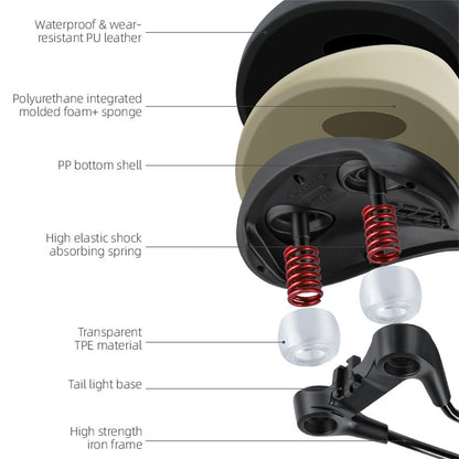 WEST BIKING Bicycle Saddle Wide Comfort Seat Shock Absorbing Spring Cushion with Taillight Mount