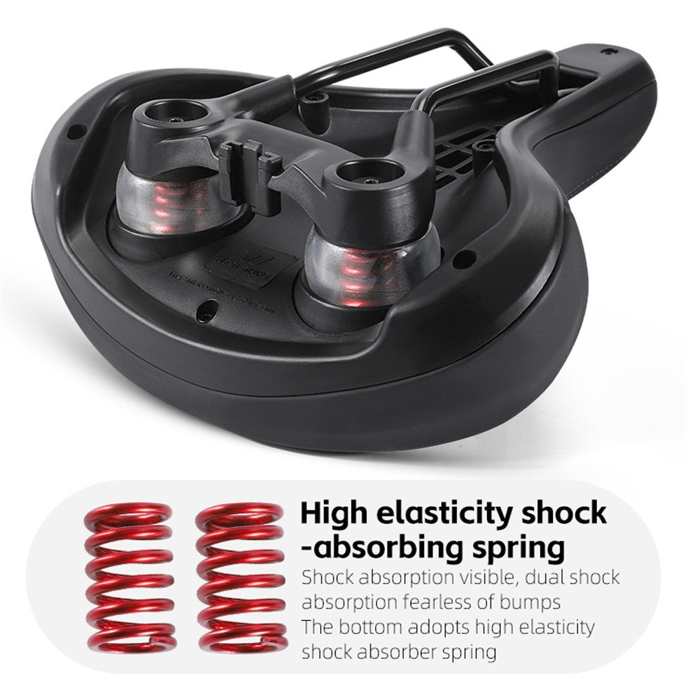 WEST BIKING Bicycle Saddle Wide Comfort Seat Shock Absorbing Spring Cushion with Taillight Mount