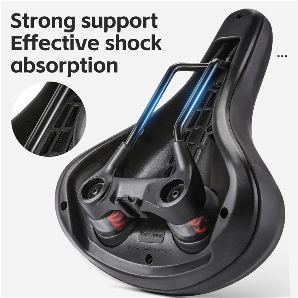 WEST BIKING Bicycle Saddle Wide Comfort Seat Shock Absorbing Spring Cushion with Taillight Mount