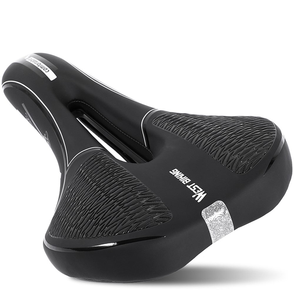 WEST BIKING Bicycle Saddle Reflective Soft PU Leather MTB Shockproof Seat Cushion