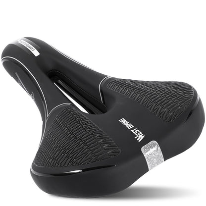WEST BIKING Bicycle Saddle Reflective Soft PU Leather MTB Shockproof Seat Cushion