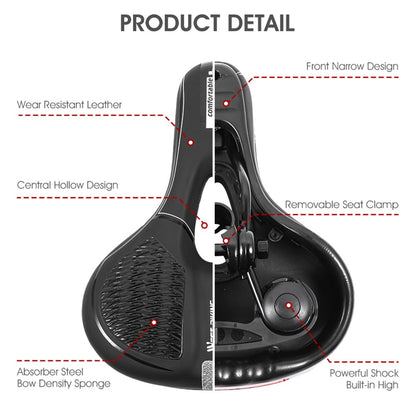 WEST BIKING Bicycle Saddle Reflective Soft PU Leather MTB Shockproof Seat Cushion
