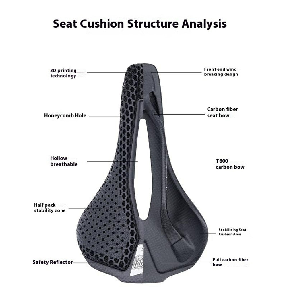 ENLEE E22144 3D Printed Carbon Fiber Saddle for Road Mountain Bike Shock Absorbing Cycling Seat Cushion