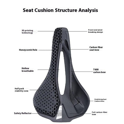 ENLEE E22144 3D Printed Carbon Fiber Saddle for Road Mountain Bike Shock Absorbing Cycling Seat Cushion