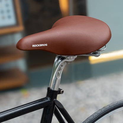 ROCKBROS Retro Bicycle Saddle Microfiber Leather Comfort Riding Shock Absorbing Spring Bike Seat