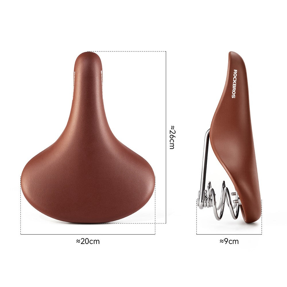 ROCKBROS Retro Bicycle Saddle Microfiber Leather Comfort Riding Shock Absorbing Spring Bike Seat