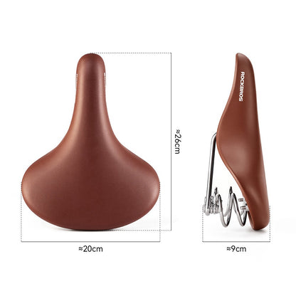 ROCKBROS Retro Bicycle Saddle Microfiber Leather Comfort Riding Shock Absorbing Spring Bike Seat