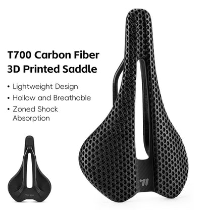 WEST BIKING YP0801250 3D Printed PU Bike Saddle Carbon Fiber Bike Seat Cushion for Road MTB Bikes, 240 x 150mm