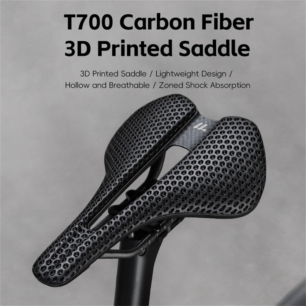 WEST BIKING YP0801250 3D Printed PU Bike Saddle Carbon Fiber Bike Seat Cushion for Road MTB Bikes, 240 x 150mm