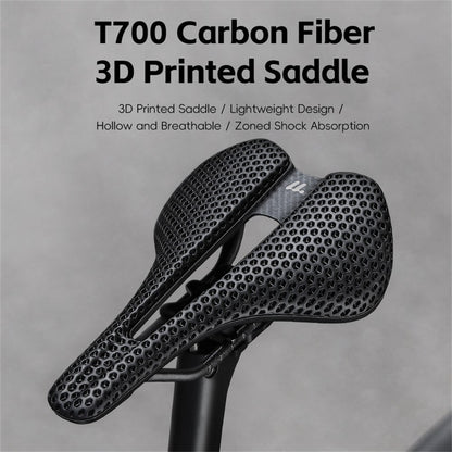 WEST BIKING YP0801250 3D Printed PU Bike Saddle Carbon Fiber Bike Seat Cushion for Road MTB Bikes, 240 x 150mm