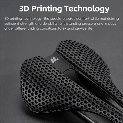 WEST BIKING YP0801250 3D Printed PU Bike Saddle Carbon Fiber Bike Seat Cushion for Road MTB Bikes, 240 x 150mm