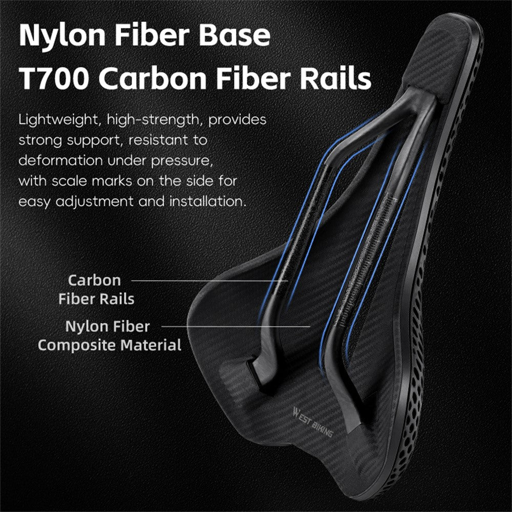 WEST BIKING YP0801250 3D Printed PU Bike Saddle Carbon Fiber Bike Seat Cushion for Road MTB Bikes, 240 x 150mm