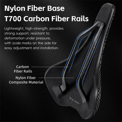 WEST BIKING YP0801250 3D Printed PU Bike Saddle Carbon Fiber Bike Seat Cushion for Road MTB Bikes, 240 x 150mm