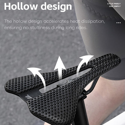 WEST BIKING YP0801249 3D Printed Bicycle Saddle Titanium Alloy Nylon Fiber Seat Cushion for MTB Bikes, 245 x 145mm