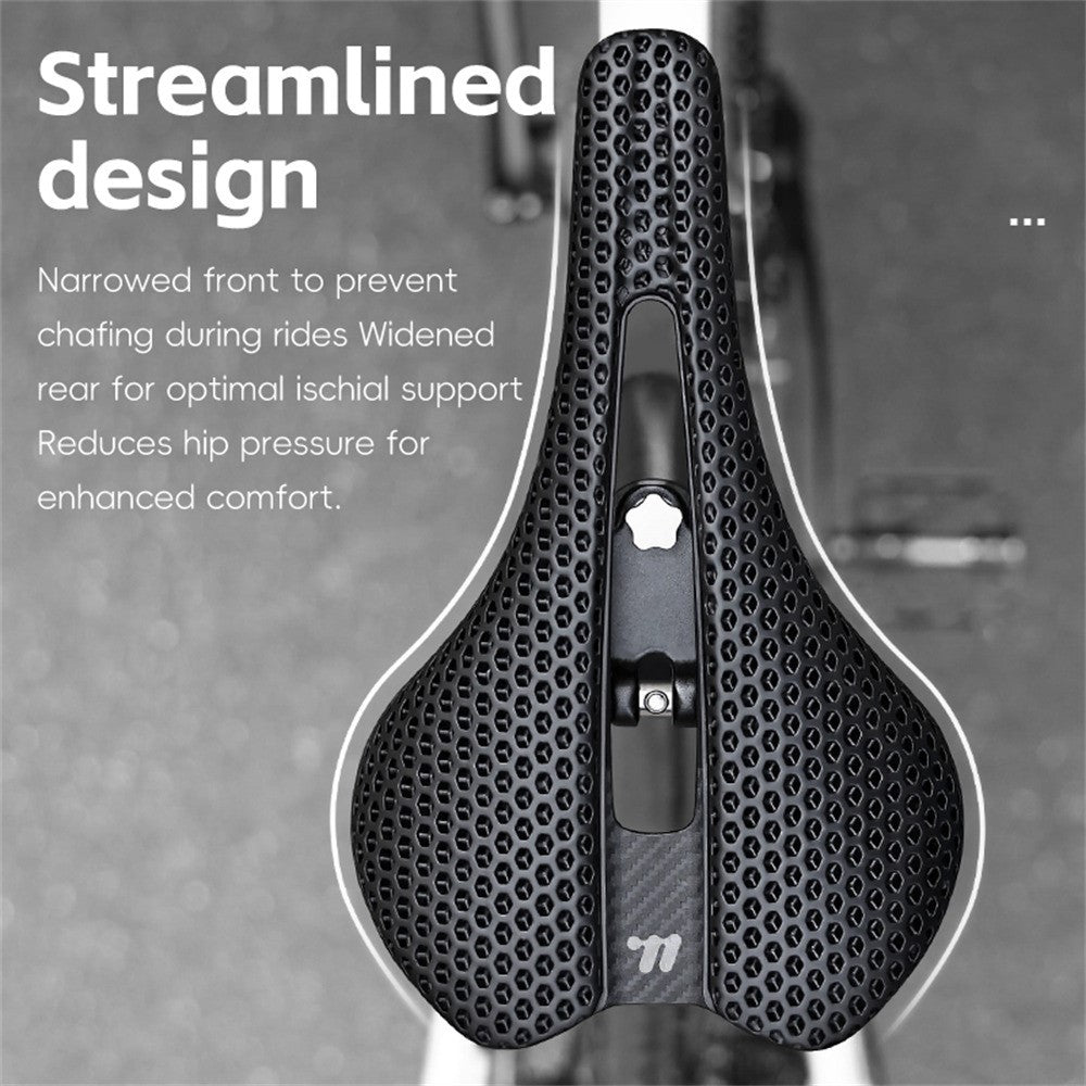 WEST BIKING YP0801248 3D Printed Bicycle Saddle Chromoly Steel Nylon Fiber Seat Cushion for MTB Bikes, 245 x 145mm