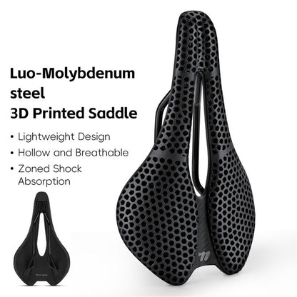 WEST BIKING YP0801248 3D Printed Bicycle Saddle Chromoly Steel Nylon Fiber Seat Cushion for MTB Bikes, 245 x 145mm