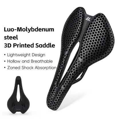 WEST BIKING YP0801248 3D Printed Bicycle Saddle Chromoly Steel Nylon Fiber Seat Cushion for MTB Bikes, 245 x 145mm