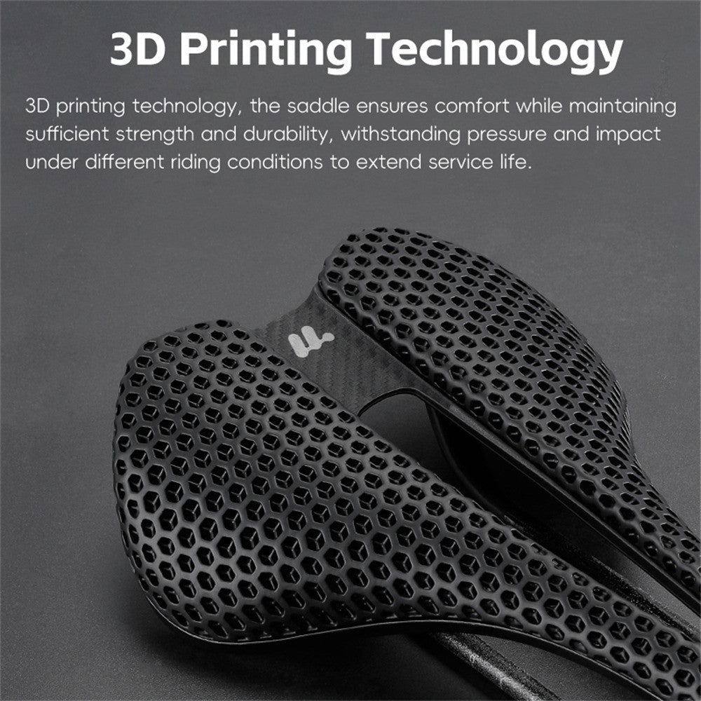 WEST BIKING YP0801248 3D Printed Bicycle Saddle Chromoly Steel Nylon Fiber Seat Cushion for MTB Bikes, 245 x 145mm