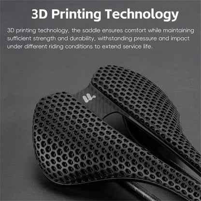 WEST BIKING YP0801248 3D Printed Bicycle Saddle Chromoly Steel Nylon Fiber Seat Cushion for MTB Bikes, 245 x 145mm