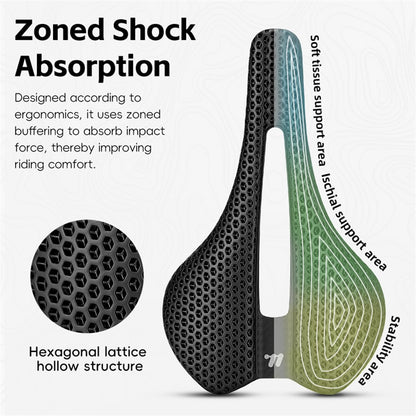 WEST BIKING YP0801248 3D Printed Bicycle Saddle Chromoly Steel Nylon Fiber Seat Cushion for MTB Bikes, 245 x 145mm