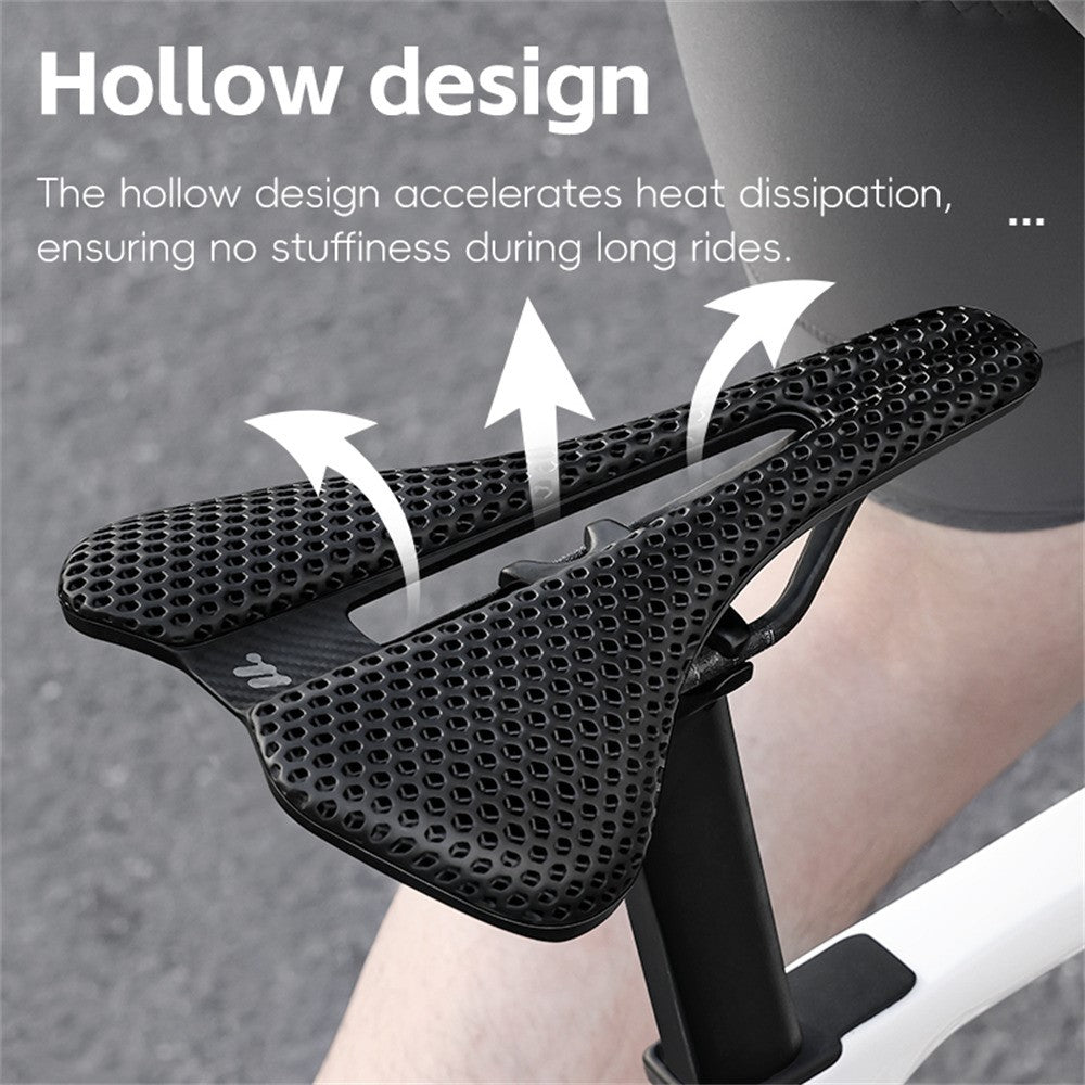 WEST BIKING YP0801248 3D Printed Bicycle Saddle Chromoly Steel Nylon Fiber Seat Cushion for MTB Bikes, 245 x 145mm