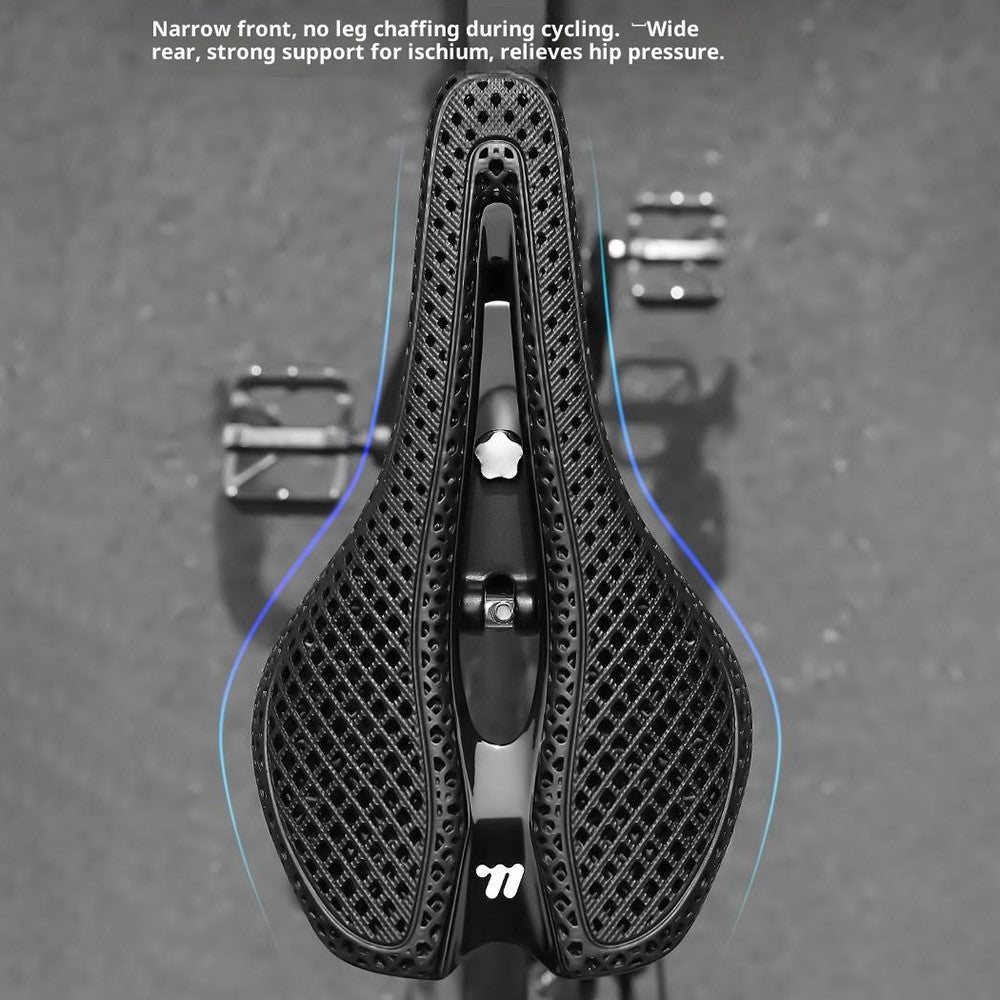 WEST BIKING YP0801262 3D Printed Carbon Fiber Saddle Shockproof Cycling Seat Cushion for Mountain Bike