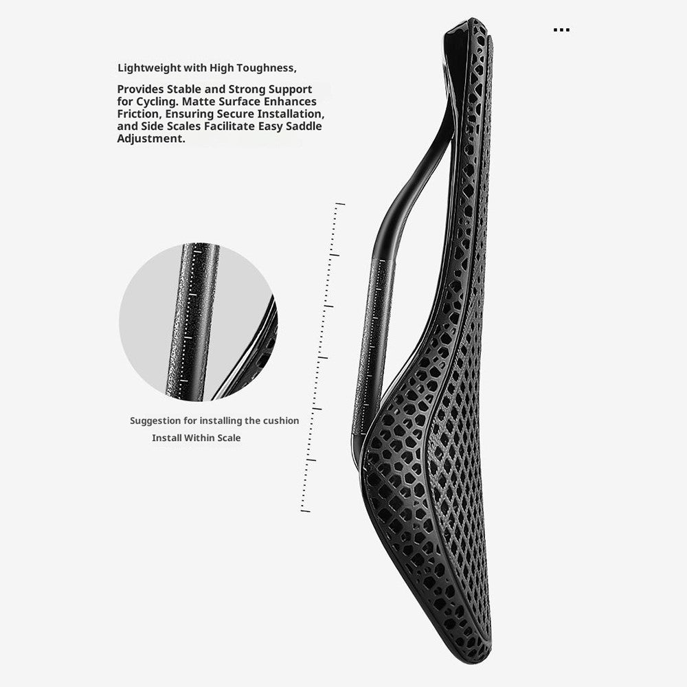 WEST BIKING YP0801262 3D Printed Carbon Fiber Saddle Shockproof Cycling Seat Cushion for Mountain Bike