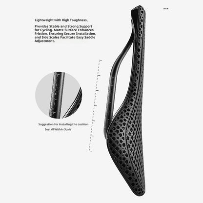 WEST BIKING YP0801262 3D Printed Carbon Fiber Saddle Shockproof Cycling Seat Cushion for Mountain Bike