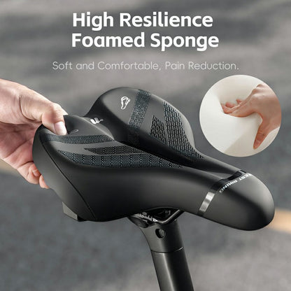 WEST BIKING YP0801263 Bicycle Seat Saddle with Warning Tail Light Hollow-Out Shock Absorption Bike Seat Cushion