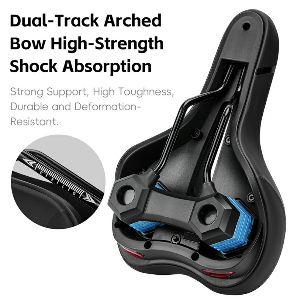 WEST BIKING YP0801263 Bicycle Seat Saddle with Warning Tail Light Hollow-Out Shock Absorption Bike Seat Cushion