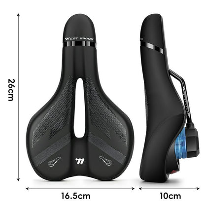 WEST BIKING YP0801263 Bicycle Seat Saddle with Warning Tail Light Hollow-Out Shock Absorption Bike Seat Cushion