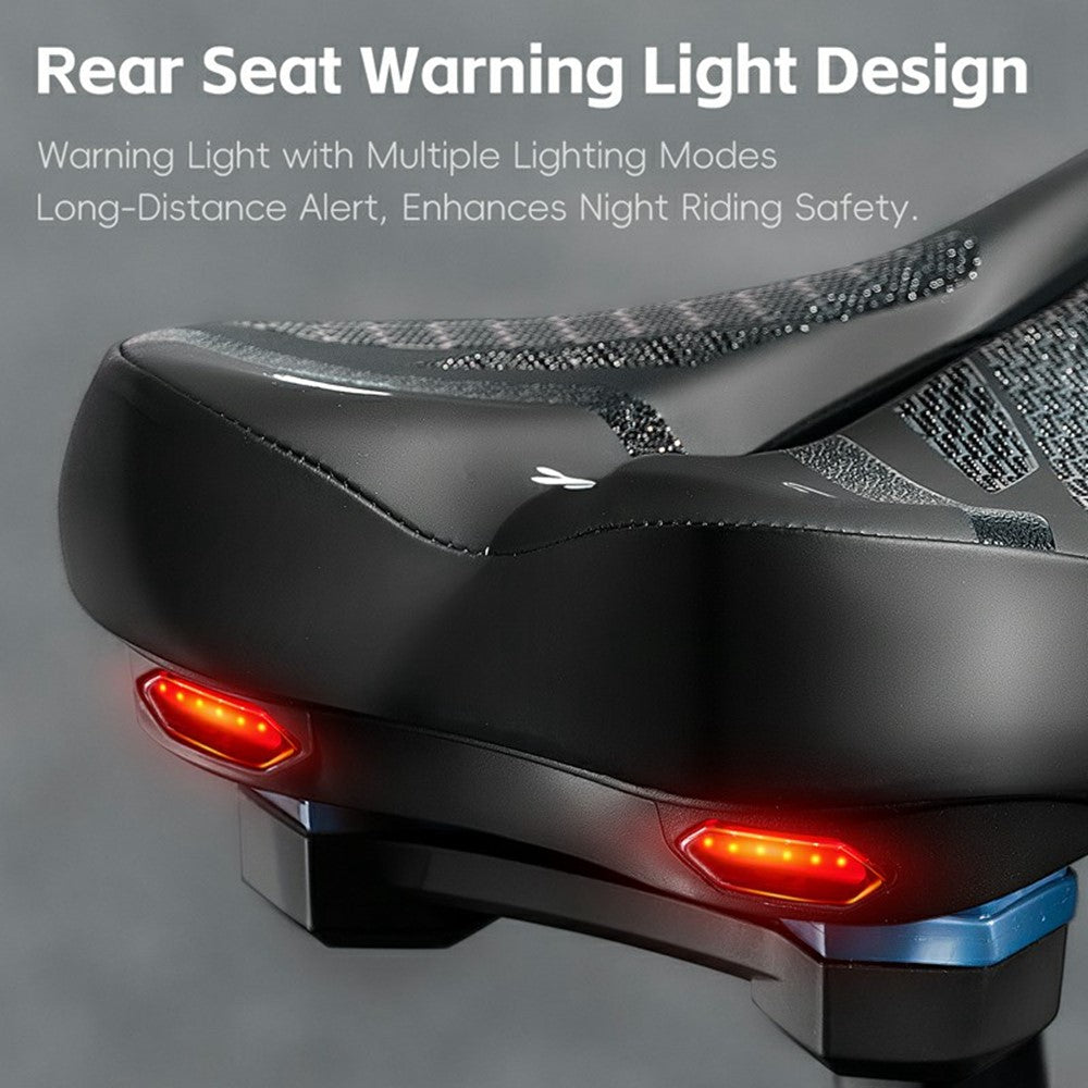WEST BIKING YP0801263 Bicycle Seat Saddle with Warning Tail Light Hollow-Out Shock Absorption Bike Seat Cushion