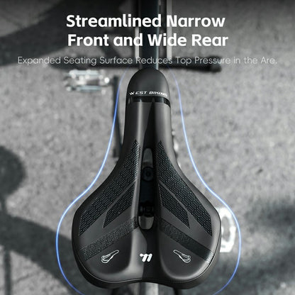WEST BIKING YP0801263 Bicycle Seat Saddle with Warning Tail Light Hollow-Out Shock Absorption Bike Seat Cushion