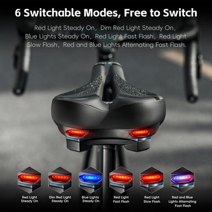 WEST BIKING YP0801263 Bicycle Seat Saddle with Warning Tail Light Hollow-Out Shock Absorption Bike Seat Cushion