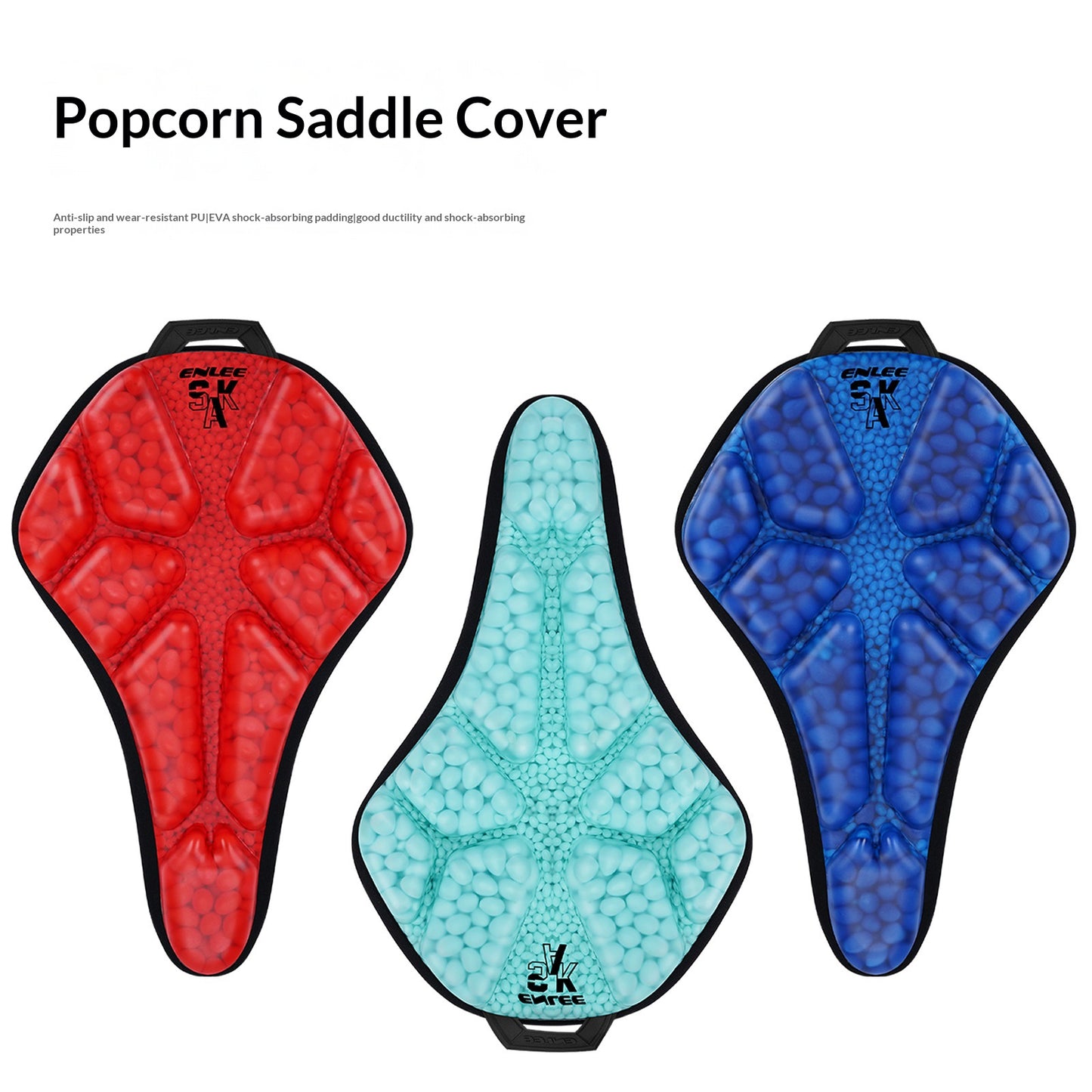ENLEE Waterproof PU Leather Bicycle Saddle Cover Shock Absorbing Cushioned Seat Pad