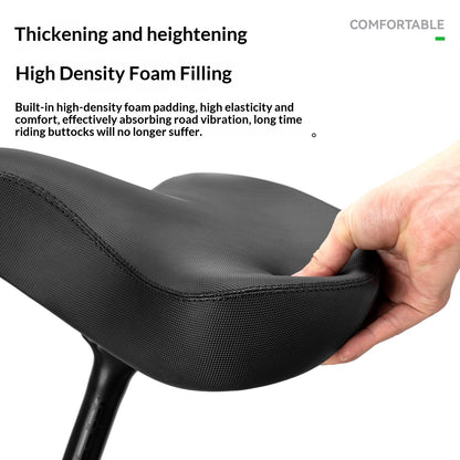 ROCKBROS Shock Absorption Bicycle Saddle Thick Cushioned PU Leather Bike Seat for Mountain Road Bike