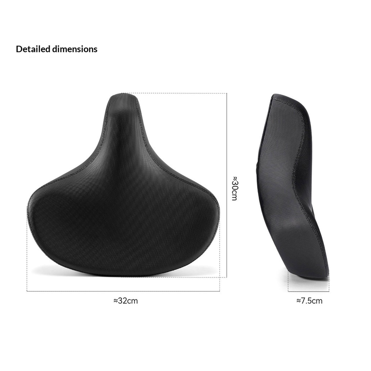 ROCKBROS Shock Absorption Bicycle Saddle Thick Cushioned PU Leather Bike Seat for Mountain Road Bike