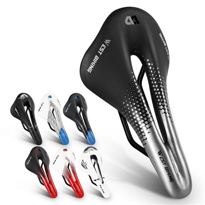 WEST BIKING YP0801117 Bike Saddle Seat Cushion Breathable PU Leather Hollow Comfortable Shockproof Road MTB Bike Cycling Saddle