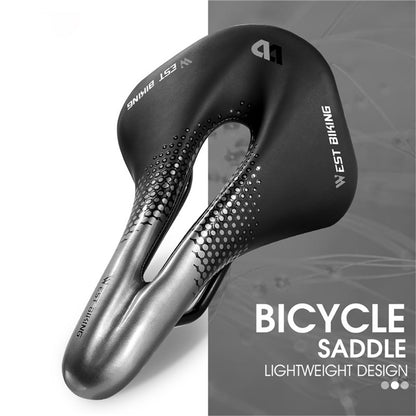 WEST BIKING YP0801117 Bike Saddle Seat Cushion Breathable PU Leather Hollow Comfortable Shockproof Road MTB Bike Cycling Saddle