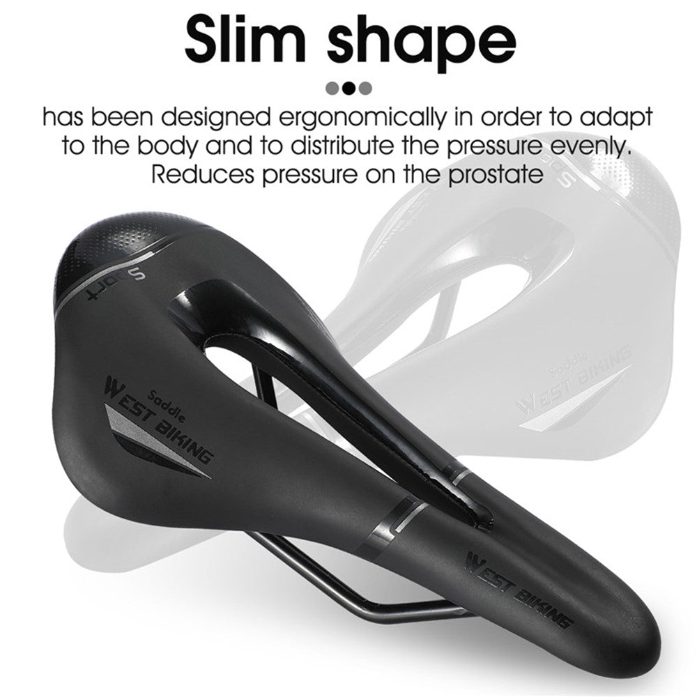 WEST BIKING YP0801117 Bike Saddle Seat Cushion Breathable PU Leather Hollow Comfortable Shockproof Road MTB Bike Cycling Saddle