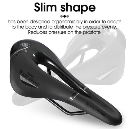 WEST BIKING YP0801117 Bike Saddle Seat Cushion Breathable PU Leather Hollow Comfortable Shockproof Road MTB Bike Cycling Saddle